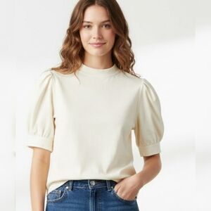 Who What Wear Statement Sleeve Top Cream Size XS